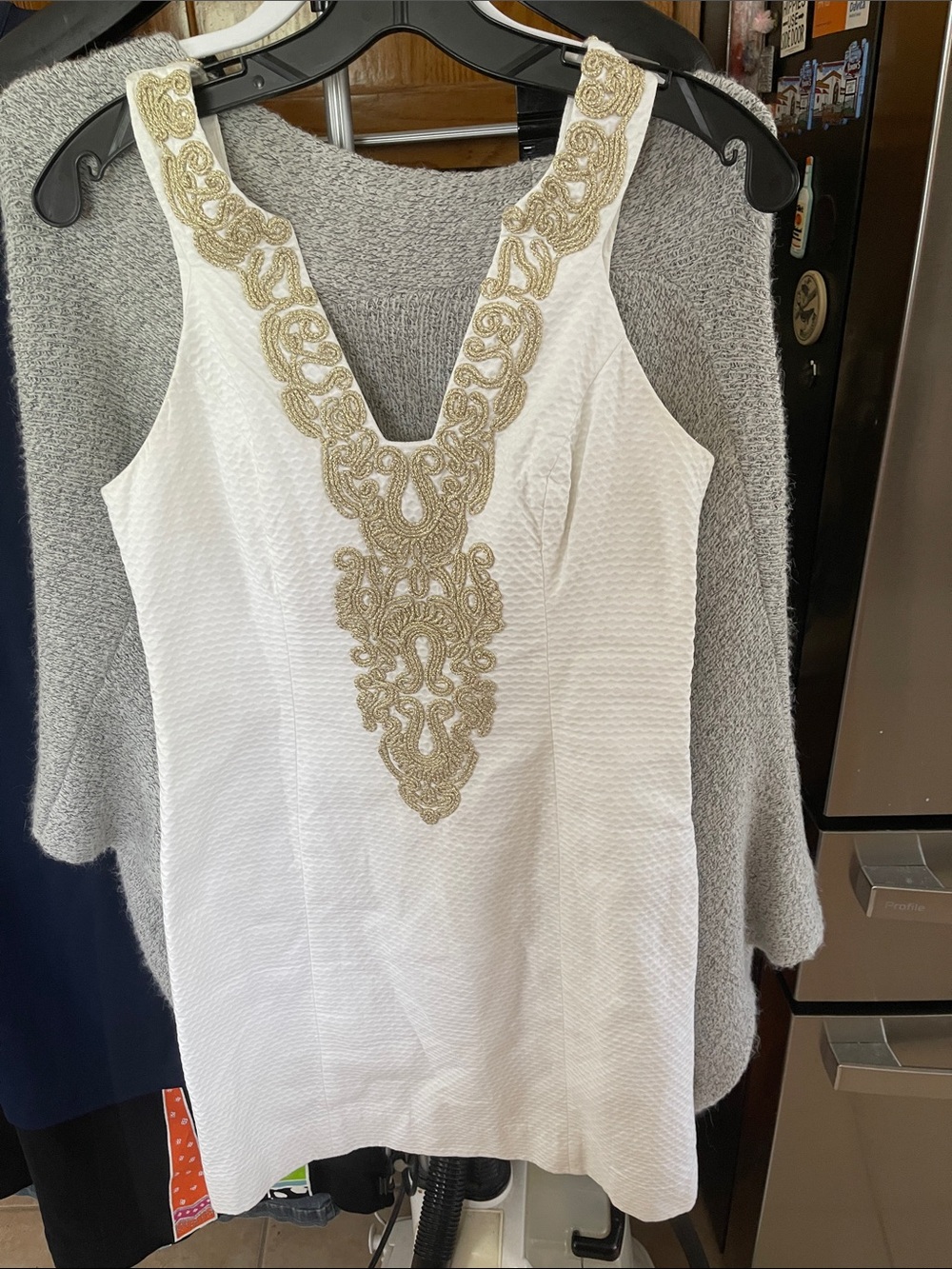 Lilly Pulitzer White Dress with Gold Embroidery size 4 women